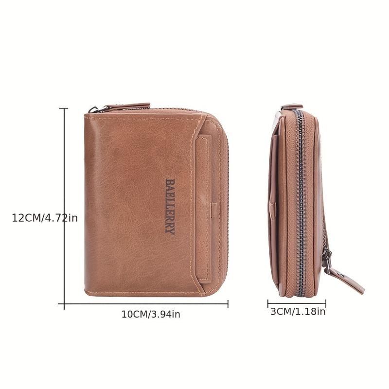 Men's Retro Wallet Horizontal Zipper Bag Casual PU Leather Coin Purse
