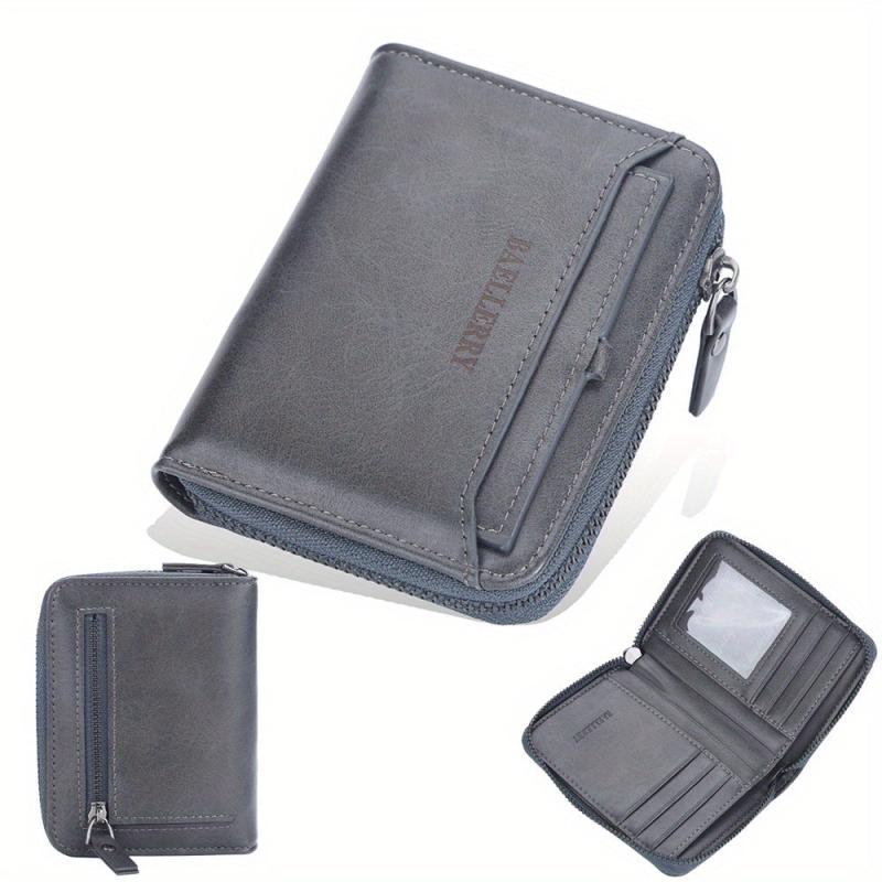 Men's Retro Wallet Horizontal Zipper Bag Casual PU Leather Coin Purse