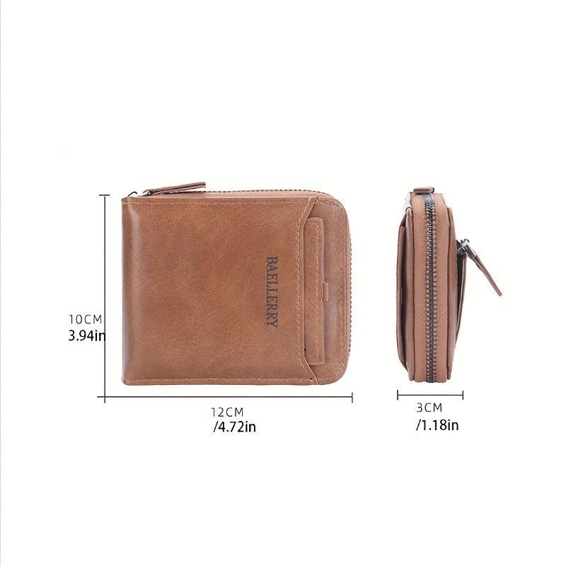 Men's Retro Wallet Horizontal Zipper Bag Casual PU Leather Coin Purse