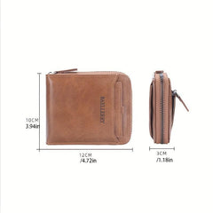 Men's Retro Wallet Horizontal Zipper Bag Casual PU Leather Coin Purse