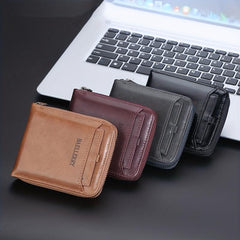 Men's Retro Wallet Horizontal Zipper Bag Casual PU Leather Coin Purse