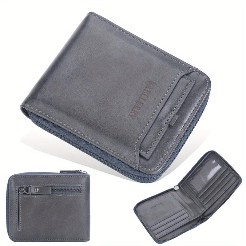 Men's Retro Wallet Horizontal Zipper Bag Casual PU Leather Coin Purse