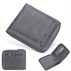 Men's Retro Wallet Horizontal Zipper Bag Casual PU Leather Coin Purse