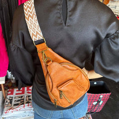 Vintage Style Sling Bag Geometric Crossbody Bag Women's Chest Purse