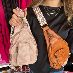 Vintage Style Sling Bag Geometric Crossbody Bag Women's Chest Purse