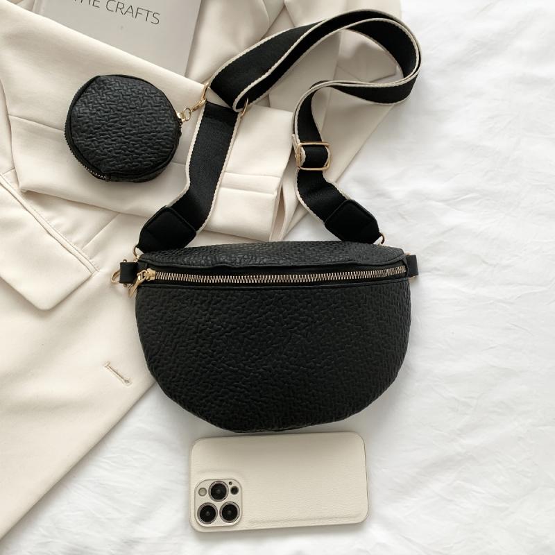 Embossed Texture Fanny Pack Crossbody Bag with Mini Coin Purse