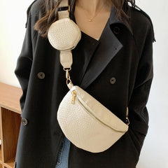 Embossed Texture Fanny Pack Crossbody Bag with Mini Coin Purse