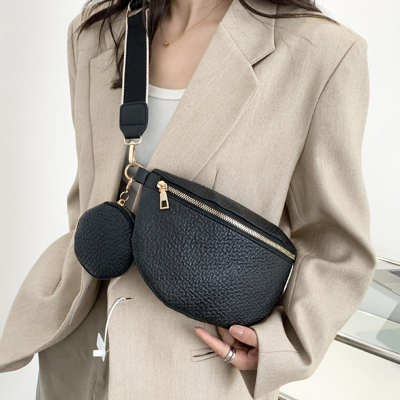 Embossed Texture Fanny Pack Crossbody Bag with Mini Coin Purse