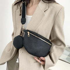 Embossed Texture Fanny Pack Crossbody Bag with Mini Coin Purse