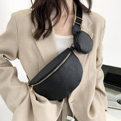 Embossed Texture Fanny Pack Crossbody Bag with Mini Coin Purse