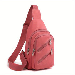 Zipper Front Sling Bag Casual Pocket Chest Purse