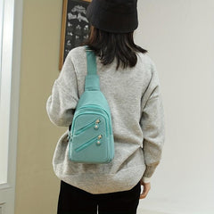 Zipper Front Sling Bag Casual Pocket Chest Purse