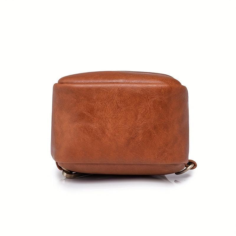 Retro Style Sling Bag Guitar Strap Chest PU Leather Crossbody Bag