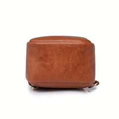 Retro Style Sling Bag Guitar Strap Chest PU Leather Crossbody Bag