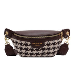 Houndstooth Tweed Fanny Pack Crossbody Chest Bag