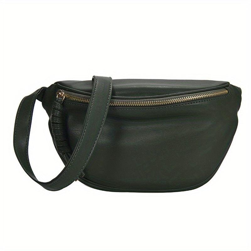 Solid Casual Saddle Bag Patent Leather Waterproof Shoulder Bag