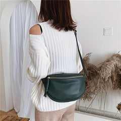 Solid Casual Saddle Bag Patent Leather Waterproof Shoulder Bag