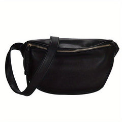 Solid Casual Saddle Bag Patent Leather Waterproof Shoulder Bag