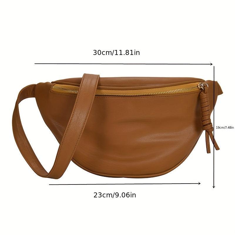 Solid Casual Saddle Bag Patent Leather Waterproof Shoulder Bag