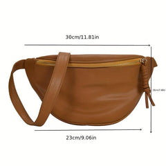 Solid Casual Saddle Bag Patent Leather Waterproof Shoulder Bag