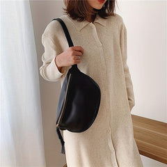 Solid Casual Saddle Bag Patent Leather Waterproof Shoulder Bag