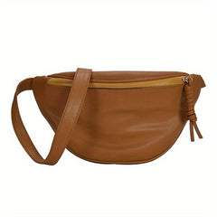 Solid Casual Saddle Bag Patent Leather Waterproof Shoulder Bag