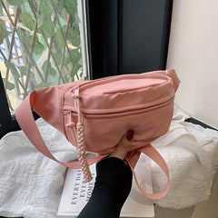 Versatile Zipper Waist Bag Solid Chest Bag Women's Crossbody Bag