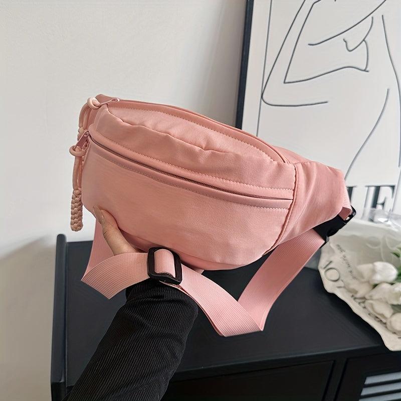 Versatile Zipper Waist Bag Solid Chest Bag Women's Crossbody Bag