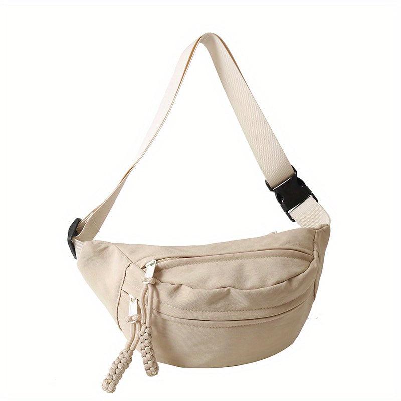 Versatile Zipper Waist Bag Solid Chest Bag Women's Crossbody Bag