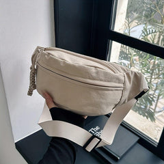 Versatile Zipper Waist Bag Solid Chest Bag Women's Crossbody Bag