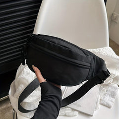 Versatile Zipper Waist Bag Solid Chest Bag Women's Crossbody Bag
