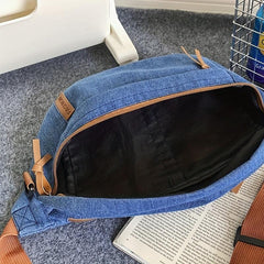 Large Capacity Outdoor Denim Chest Bag Lightweight Crossbody Waist Bag