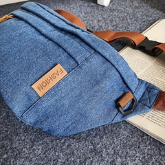 Large Capacity Outdoor Denim Chest Bag Lightweight Crossbody Waist Bag