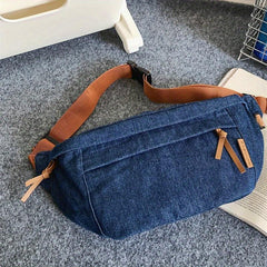 Large Capacity Outdoor Denim Chest Bag Lightweight Crossbody Waist Bag