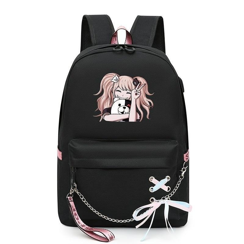 Cartoon Girl Pattern Laptop Backpack for Teenage Girls Women School Travel