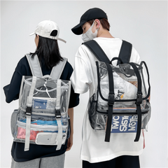Transparent PVC Flap Backpack Large Capacity Travel Backpack