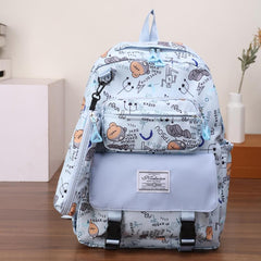 Letter Cartoon Print Backpack Student School Bag