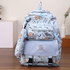 Letter Cartoon Print Backpack Student School Bag