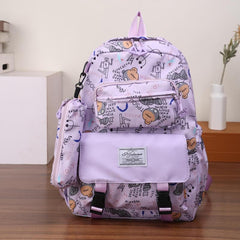 Letter Cartoon Print Backpack Student School Bag
