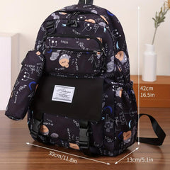 Letter Cartoon Print Backpack Student School Bag