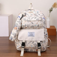 Letter Cartoon Print Backpack Student School Bag