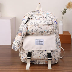 Letter Cartoon Print Backpack Student School Bag