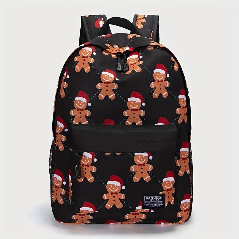 Gingerbread Man Pattern Kids Backpack Funny Cartoon School Bag