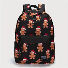 Gingerbread Man Pattern Kids Backpack Funny Cartoon School Bag