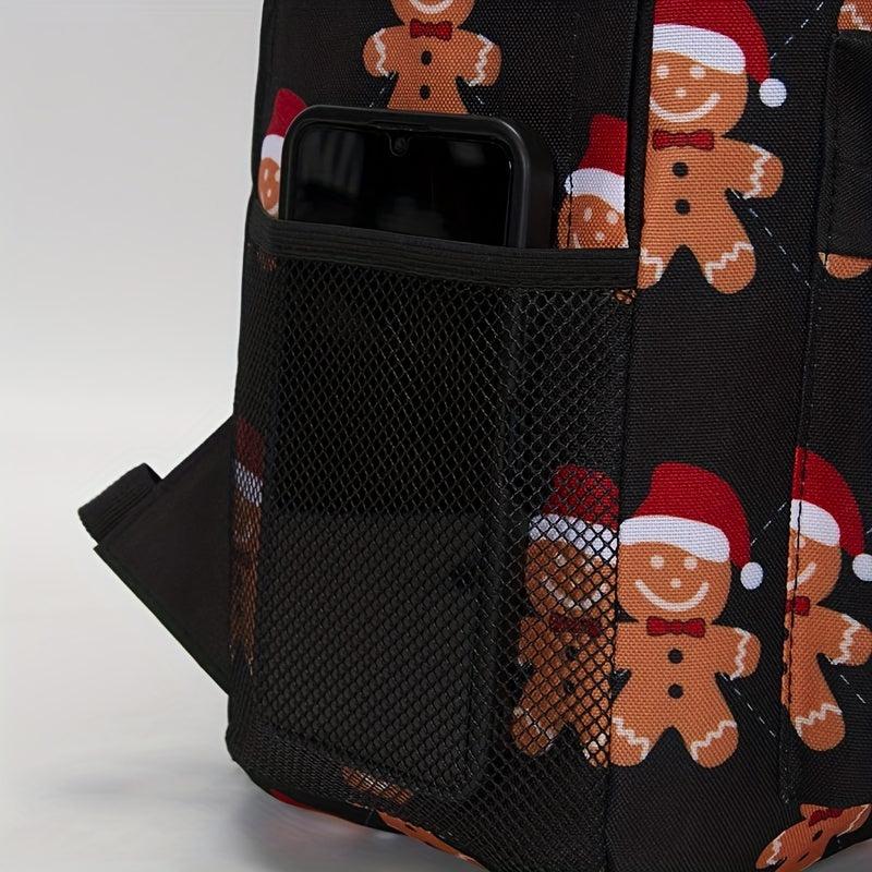 Gingerbread Man Pattern Kids Backpack Funny Cartoon School Bag