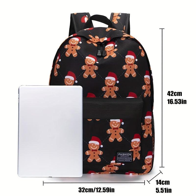 Gingerbread Man Pattern Kids Backpack Funny Cartoon School Bag