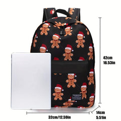 Gingerbread Man Pattern Kids Backpack Funny Cartoon School Bag