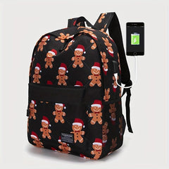Gingerbread Man Pattern Kids Backpack Funny Cartoon School Bag
