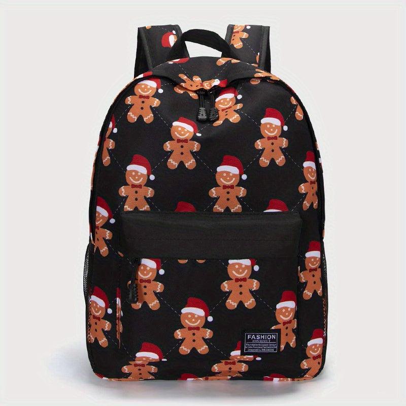 Gingerbread Man Pattern Kids Backpack Funny Cartoon School Bag