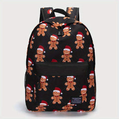 Gingerbread Man Pattern Kids Backpack Funny Cartoon School Bag
